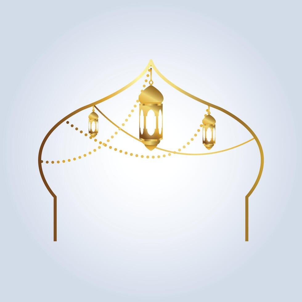 Islamic logo, design art with lantern vector
