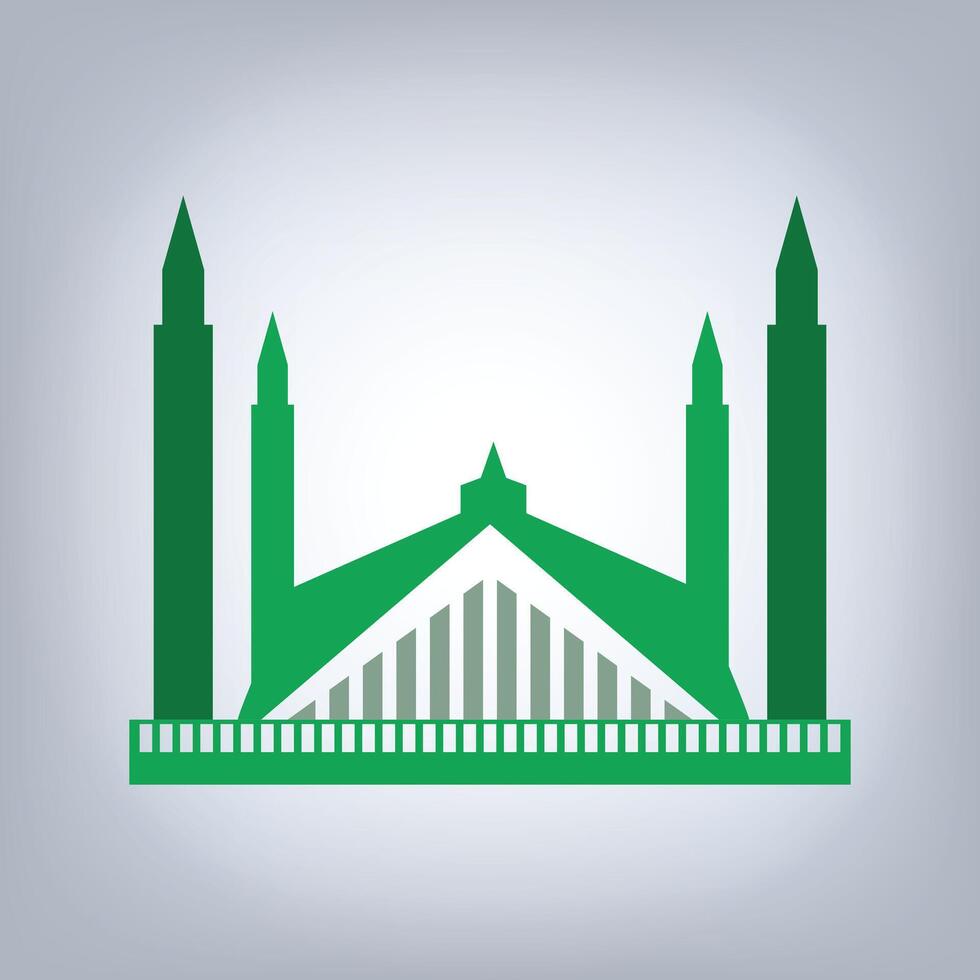 Faisal mosque art in green color background vector