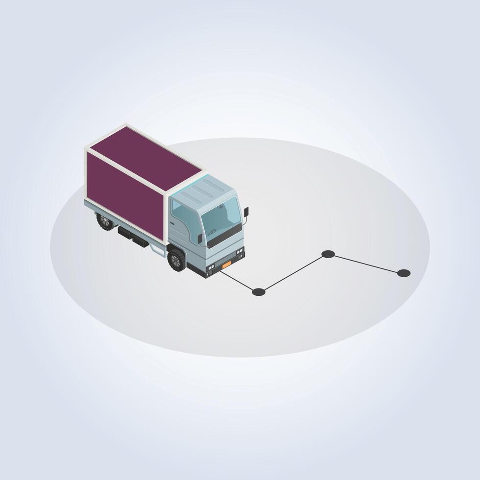 Delivery truck with purple color path in it with an abstract background vector