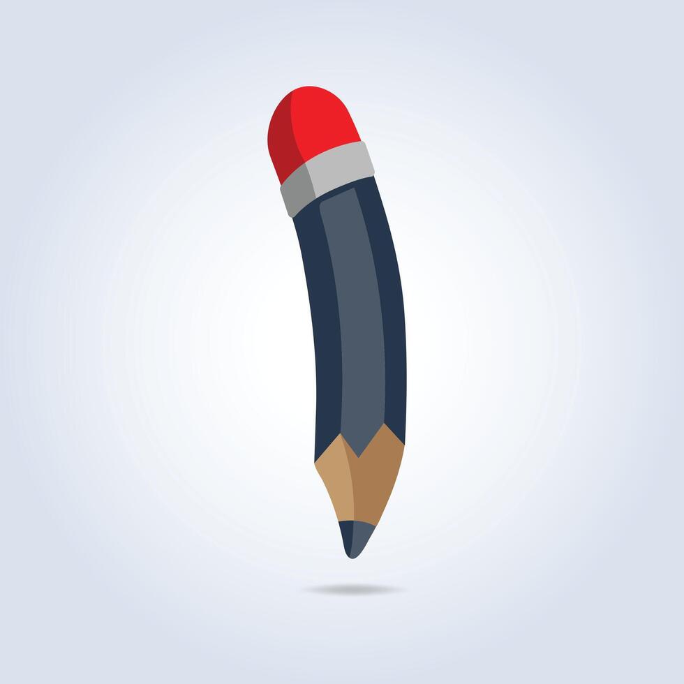 Pencil in grey colors with a sharp tip and a red rubber on top vector