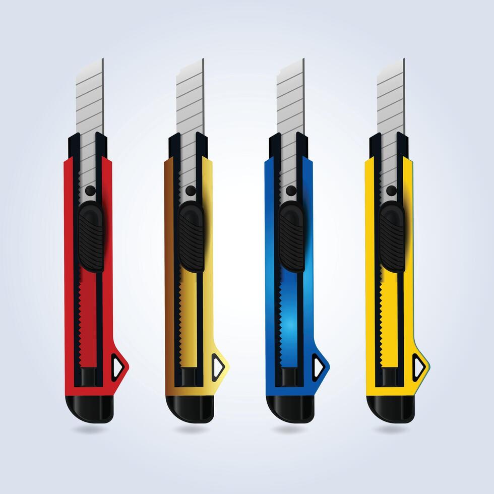 Cutter Blades in different colors, paper cutter vector