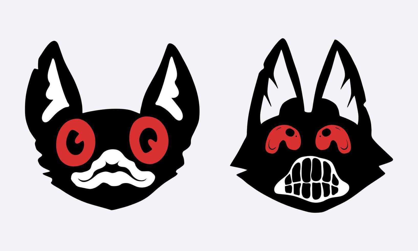 Bat face silhouette collection clip art llustration sticker print art isolated editable vector