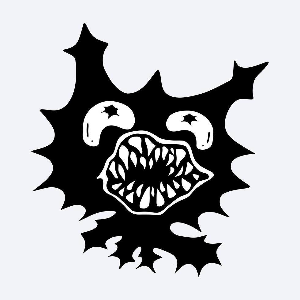 Angry monster mutant black cat llustration clip art editable vector