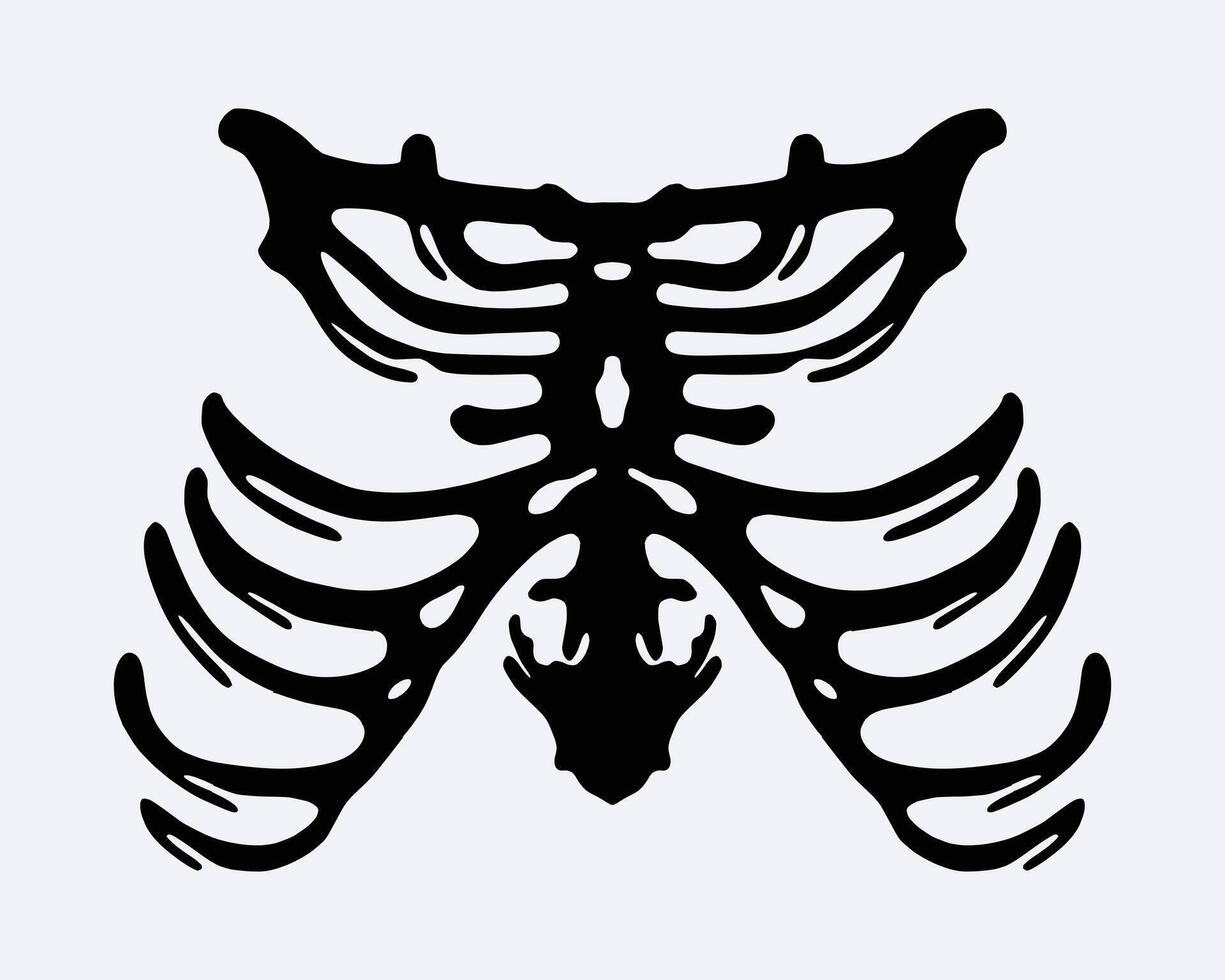 Skeleton rib thorax ink illustration wall art print, t shirt design, poster element, tattoo, sticker editable vector