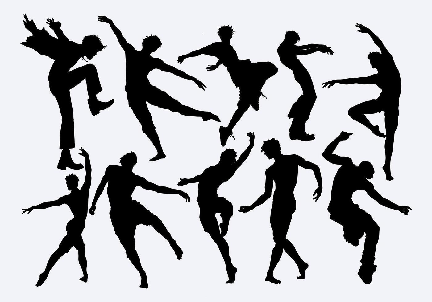 Dance dynamic pose silhouette collection clip art poster sticker element solated editable vector