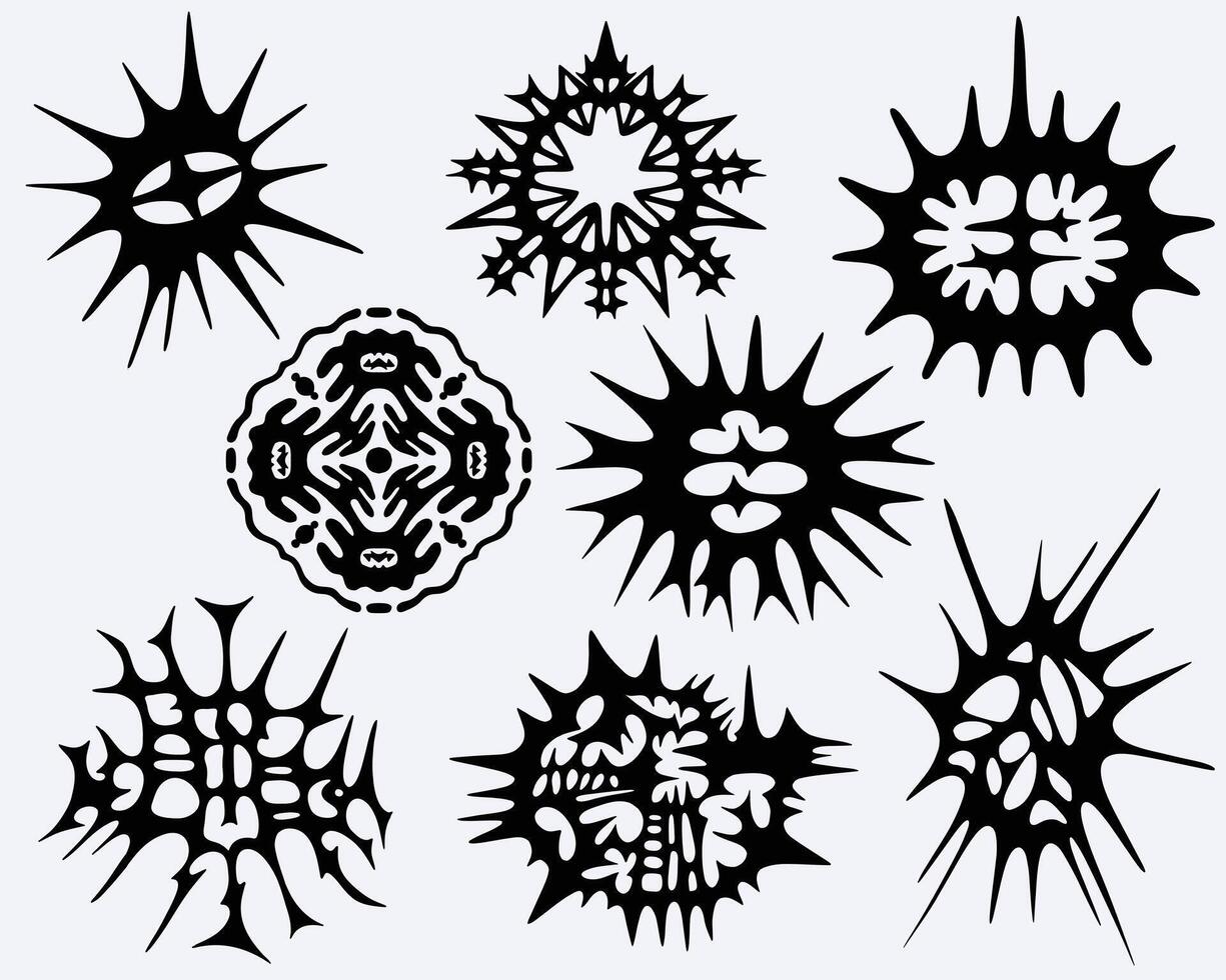Cyber tribal sigilism shape star acid y2k brutalist streetwear clothing graphic element design clip art isolated editable vector