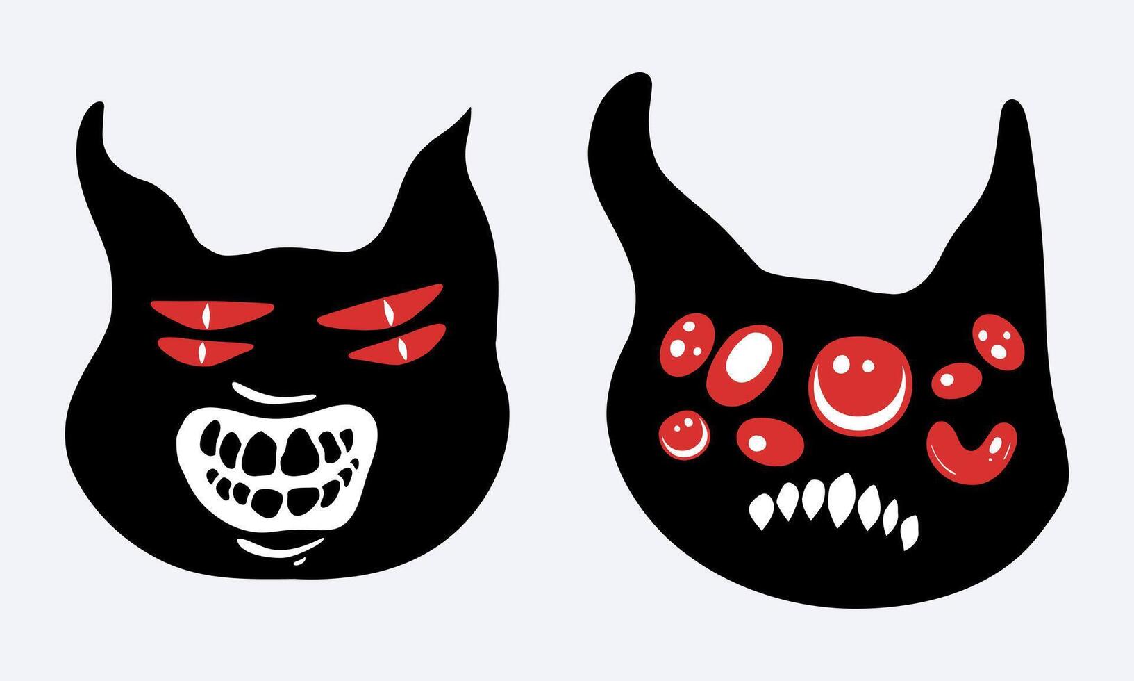 Monster eyes black face clip art collection illustration emoji sticker element solated print art editable vector
