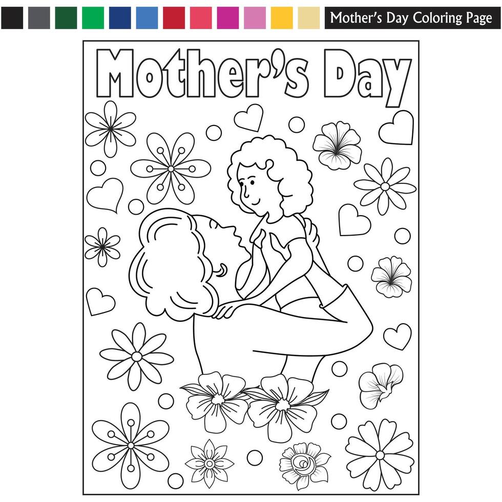 mother's day coloring vector