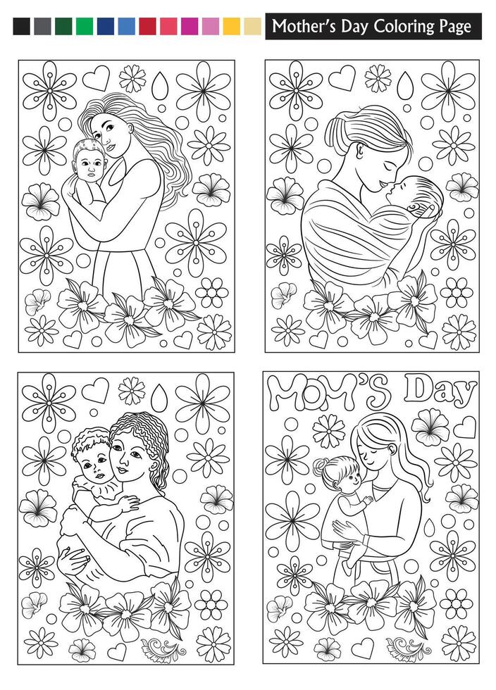 mother's day coloring page vector