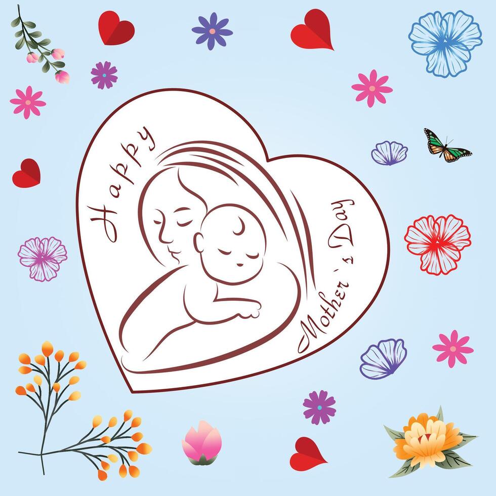 heart love mom and child vector