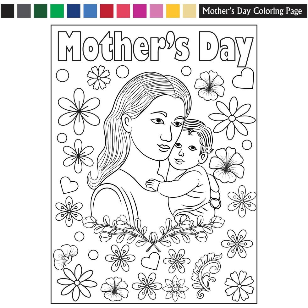 color book of mother's day vector