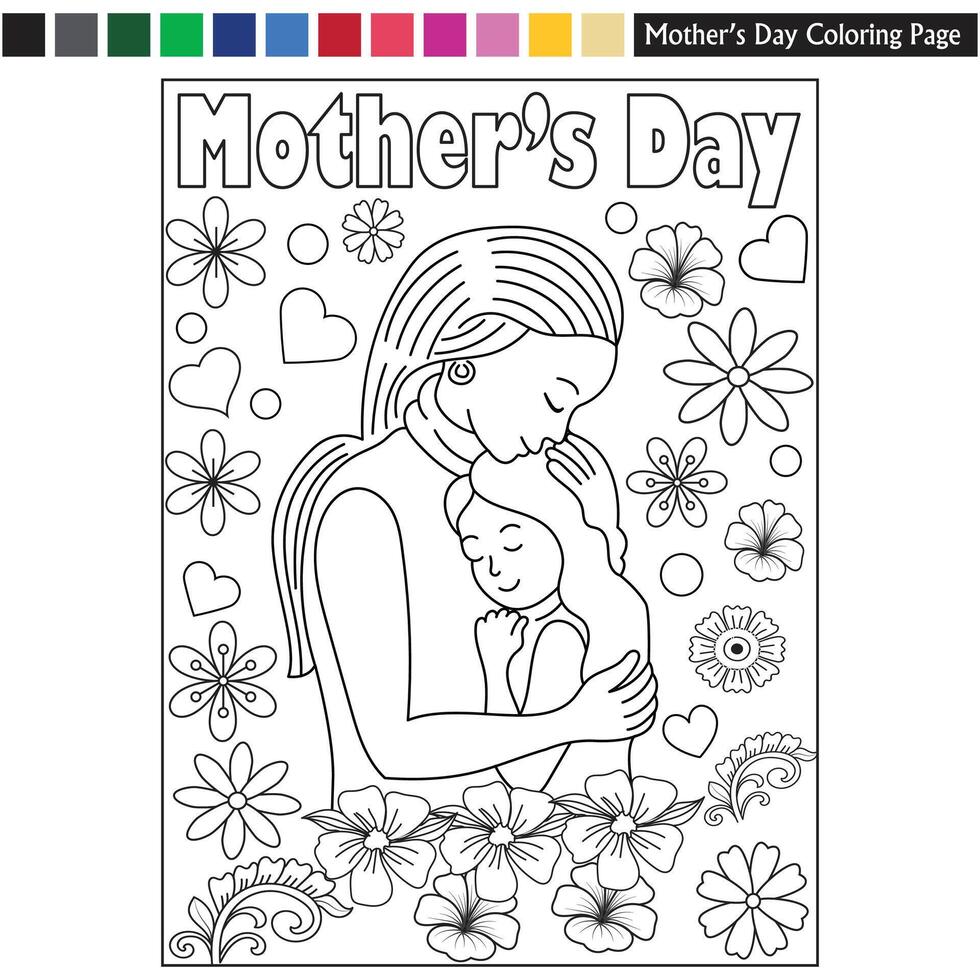 mother's day color book for adult vector