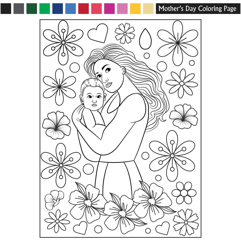 color page of mother's day vector