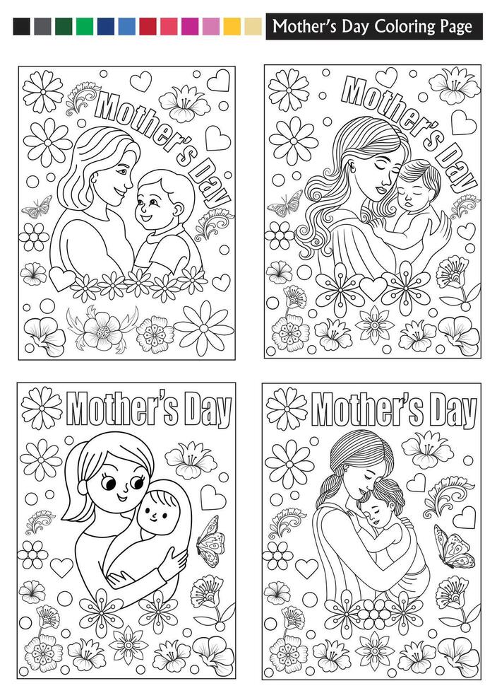 mother's day color pages vector