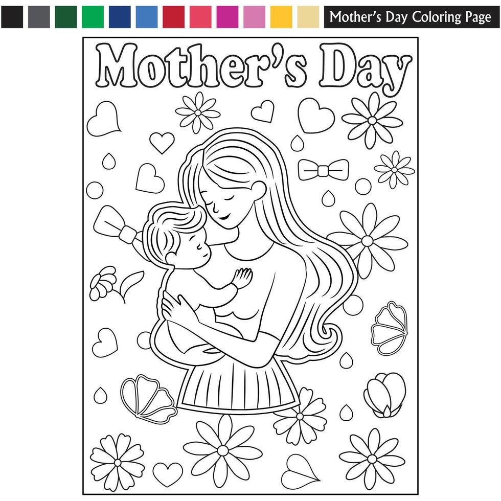 drawing page of mom's day vector