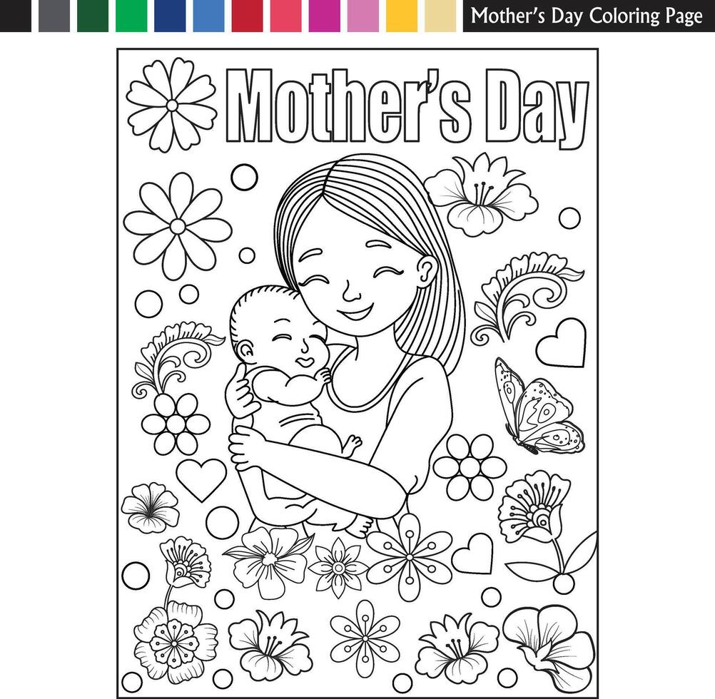 mother's day unique coloring vector