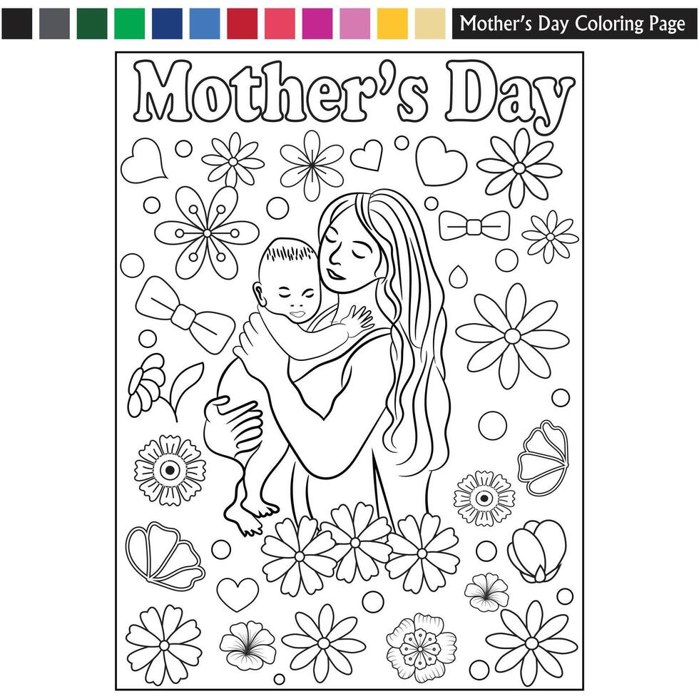 mother's day color book vector