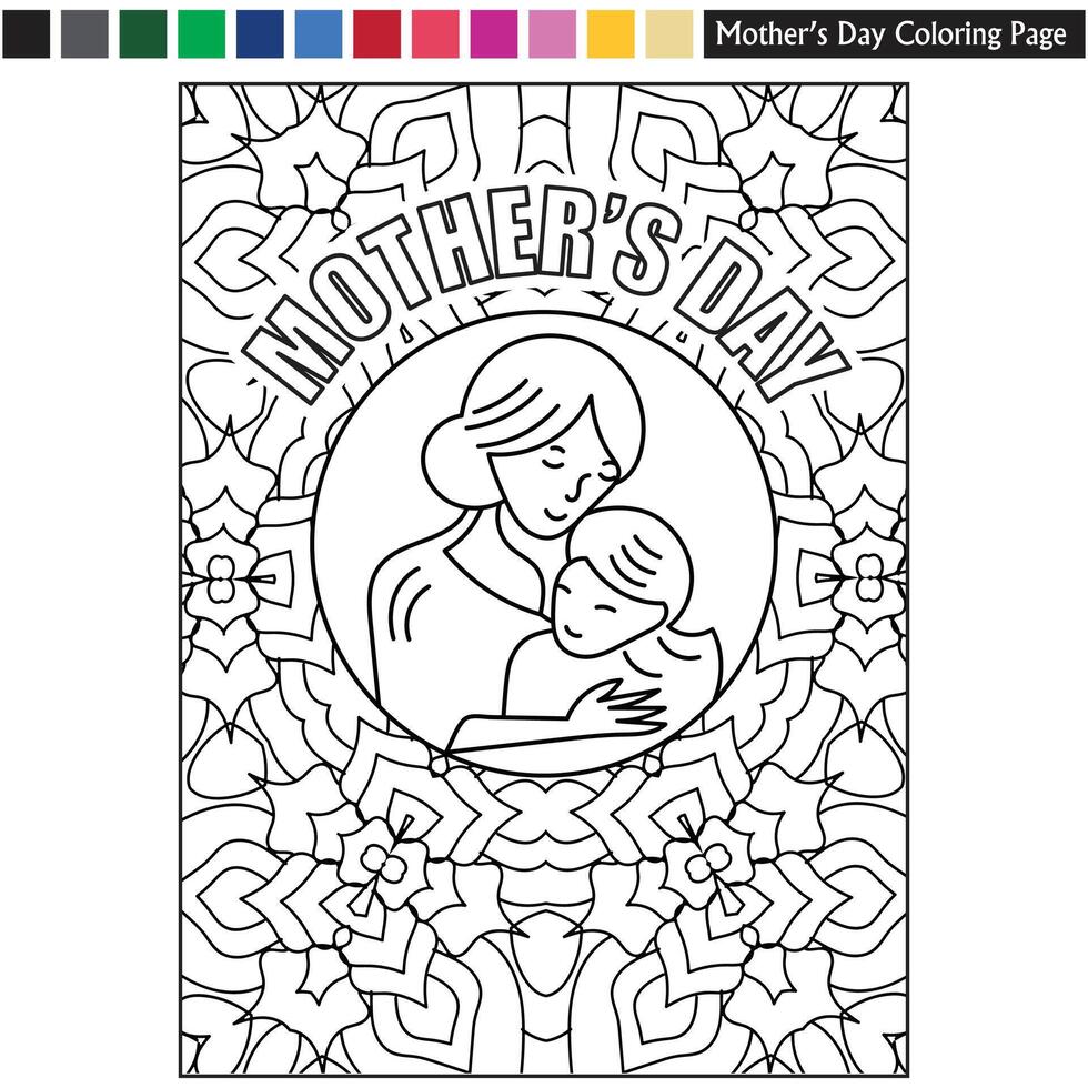 mother's day drawing page vector