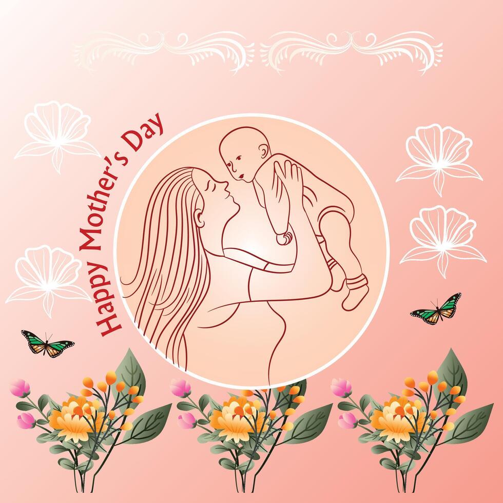 new Illustration of happy mother's day vector
