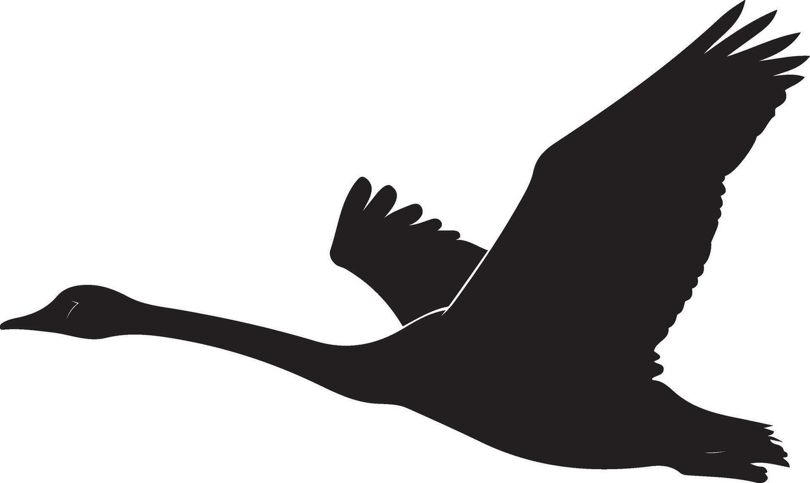Swan in flight elegant silhouette artwork, Flying swan minimal bird illustration vector