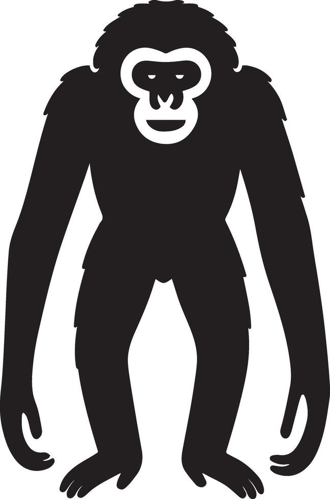 Large ape silhouette bold animal sketch, Gorilla or primate wildlife art vector