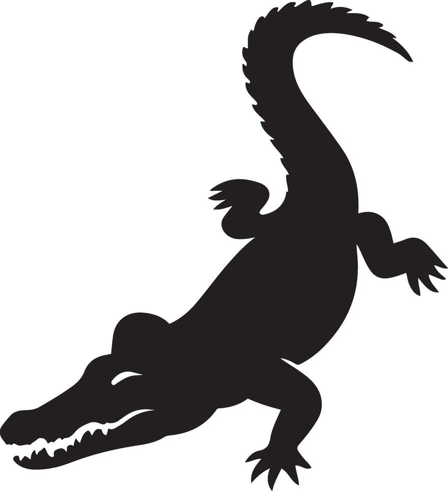 Crocodile silhouette bold style, River predator in clean line drawing vector