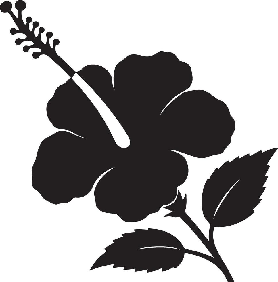Hibiscus silhouette striking floral design, Bold black flower artwork vector