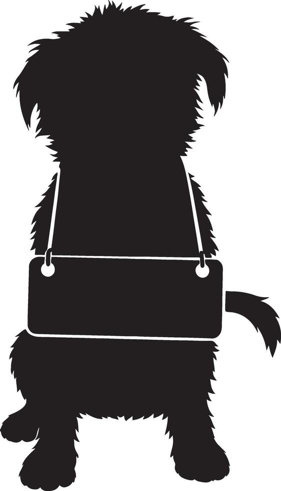 Dog wearing blank sign silhouette pose, Message dog concept illustration vector
