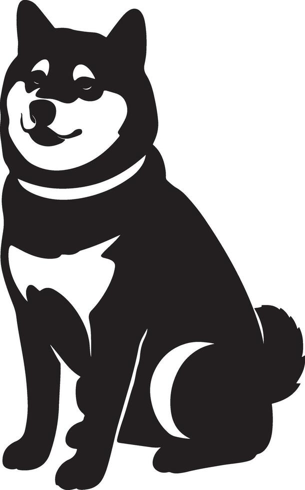Shiba inu silhouette elegant design, Japanese dog breed in clean black style vector
