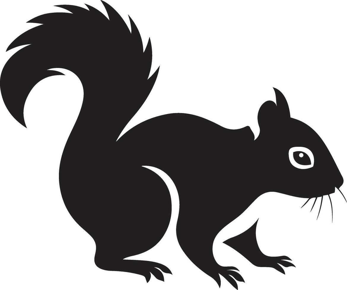 Squirrel black silhouette basic artwork, Simple woodland animal design vector