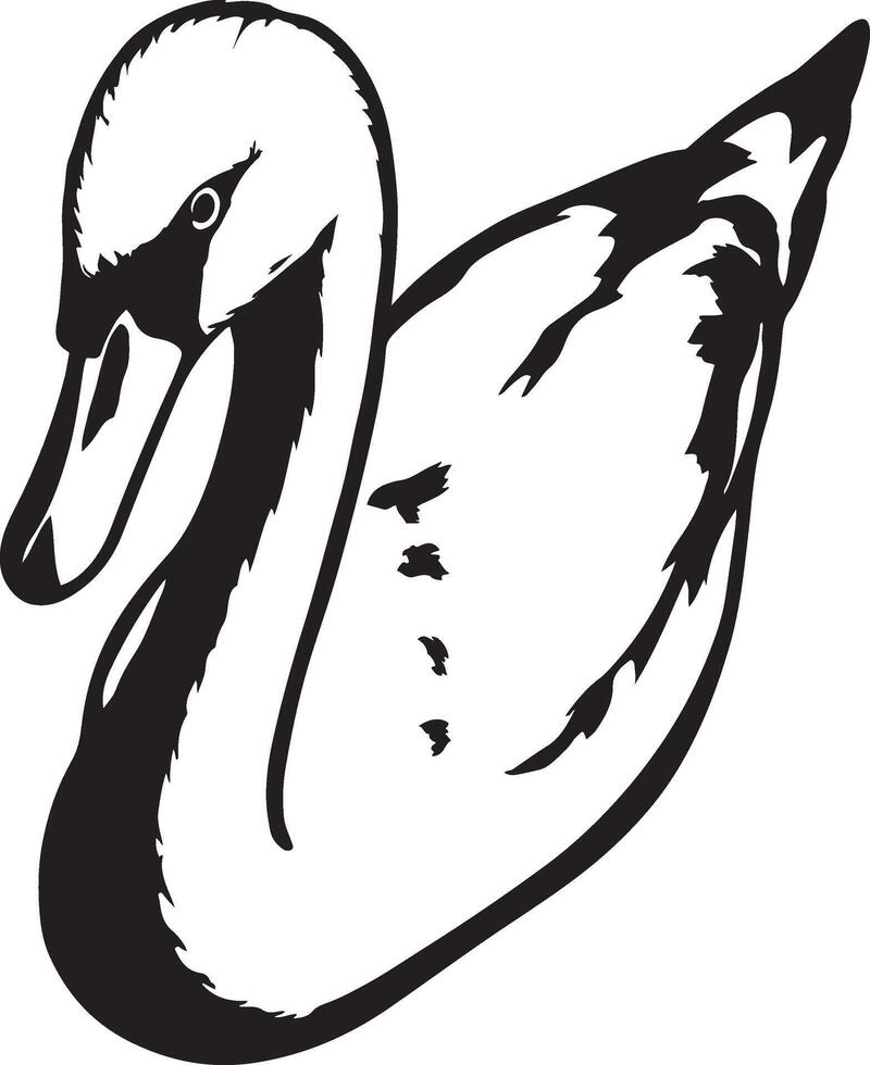 Swan silhouette elegant design black art, Graceful bird in minimalist illustration vector