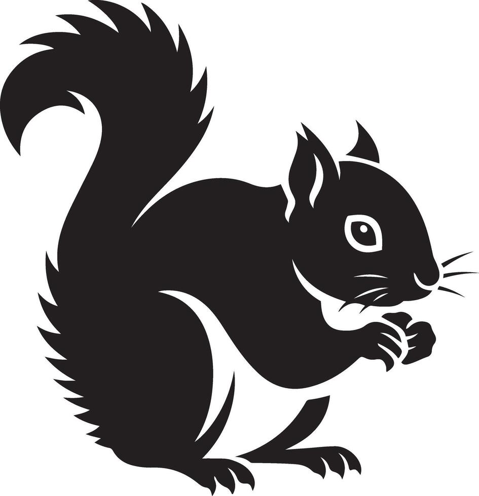 Squirrel silhouette black design clean, Small animal outline for nature themes vector