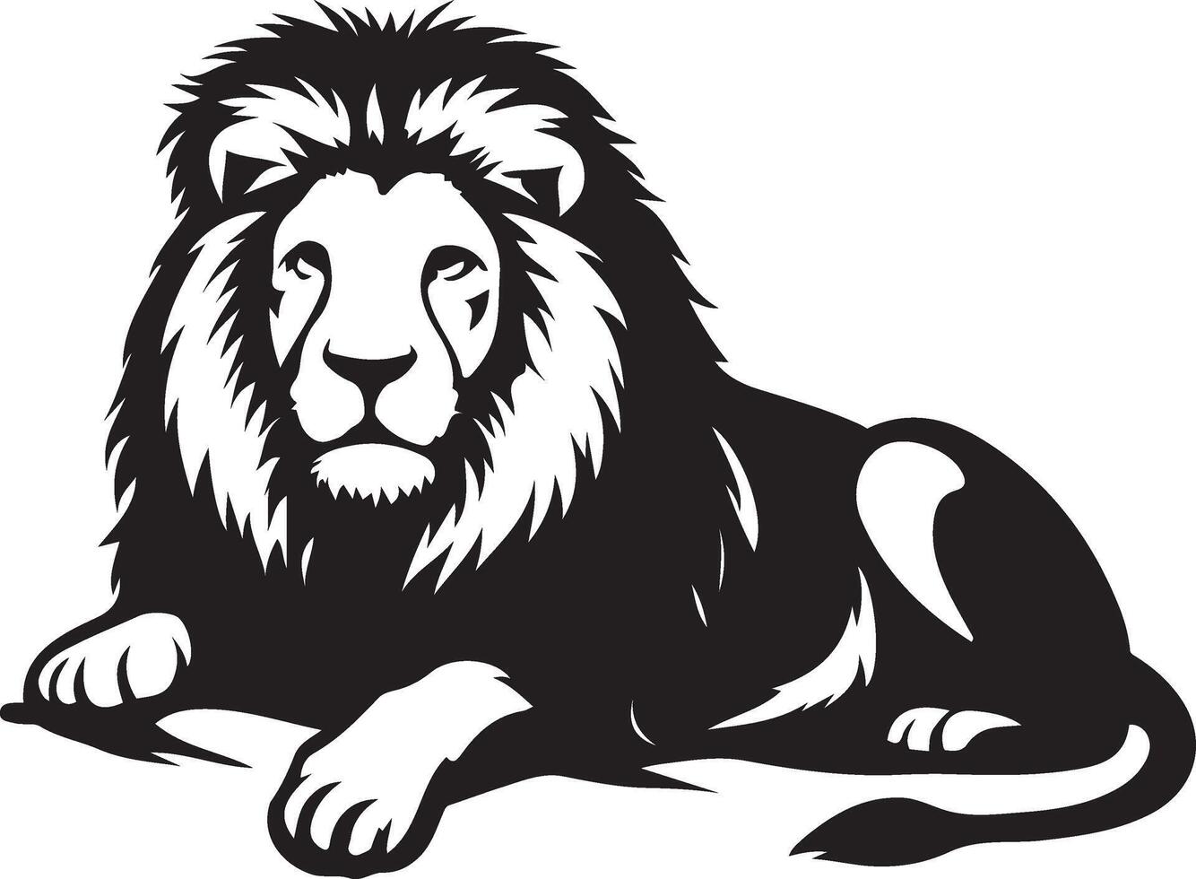 Lion silhouette majestic logo graphic, King of jungle in bold black illustration vector