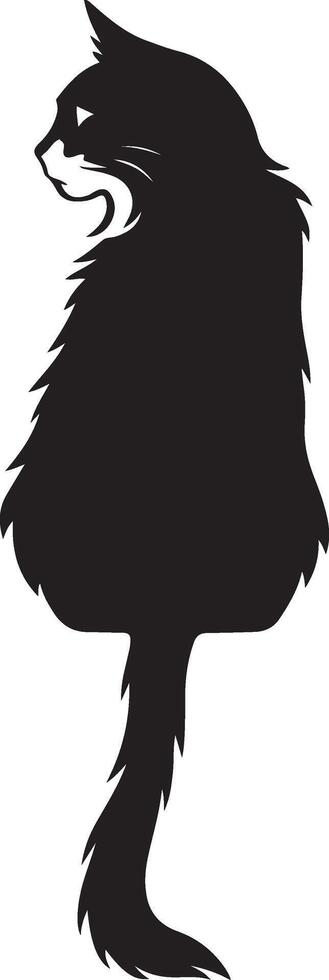 Black cat silhouette profile view elegant, Sleek feline side view design for projects vector