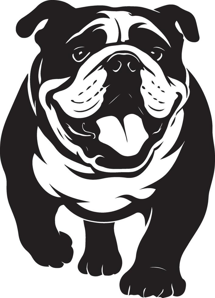 Bulldog silhouette happy pet illustration, Smiling dog graphic design vector