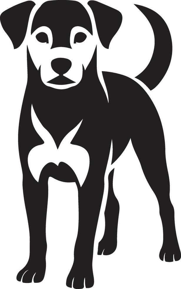 Dog silhouette stylish black white design, Bold pet animal black line artwork vector