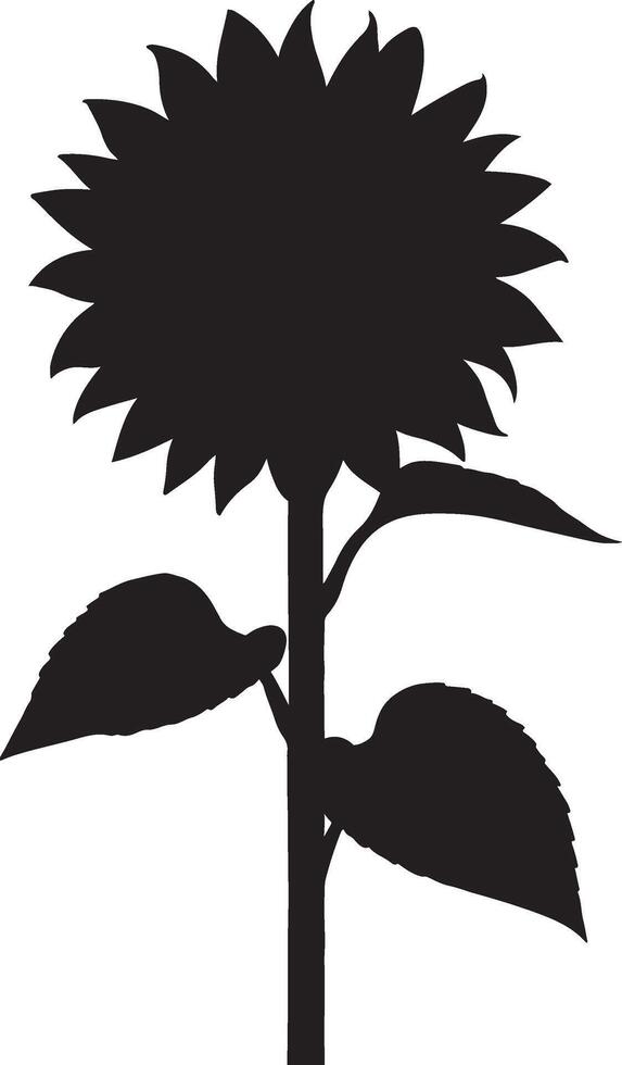 Sunflower minimal silhouette artwork, Clean floral shape black and white vector