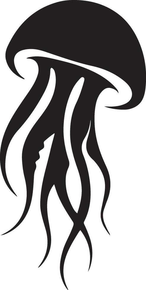 Jellyfish tattoo style black white design, Sea creature bold monochrome drawing vector