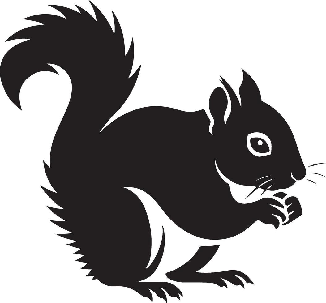 Elegant squirrel black silhouette style, Graceful forest rodent illustration vector