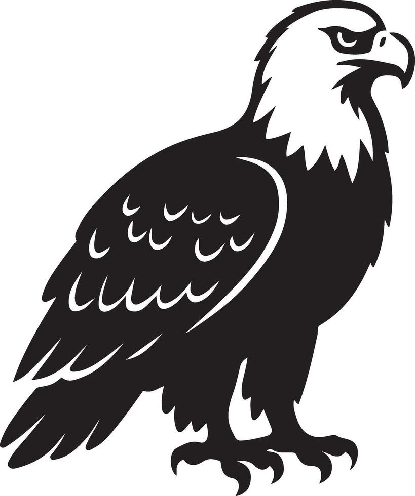 Bald eagle silhouette bold flying design, Iconic bird in flight art vector