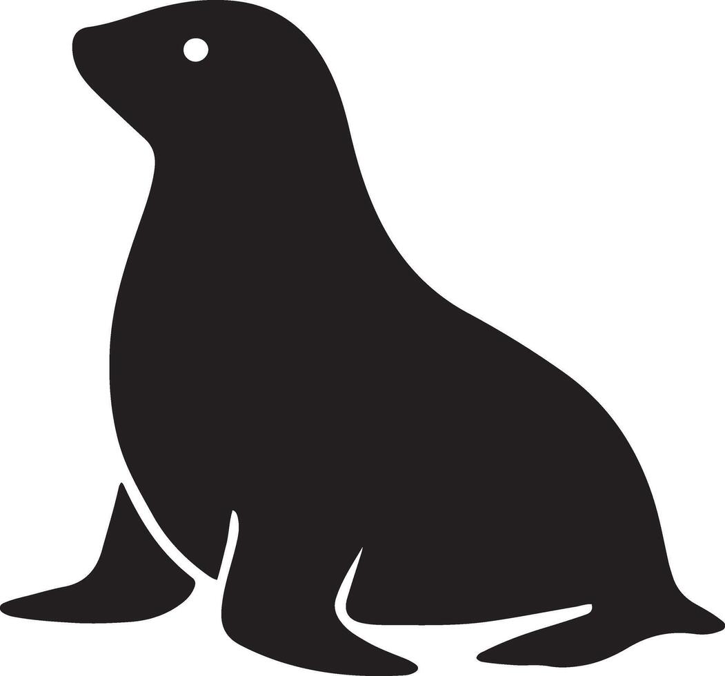 Seal simple silhouette black design, Marine animal minimal graphic drawing vector