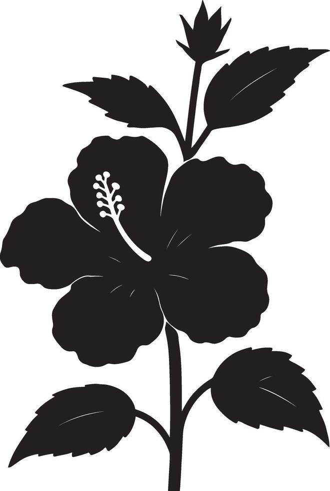 Hibiscus flower elegant black silhouette, Clean floral design for decorative art vector