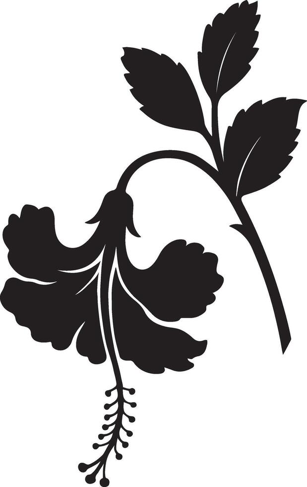 Hibiscus design black silhouette flower, Botanical bloom art for graphic projects vector