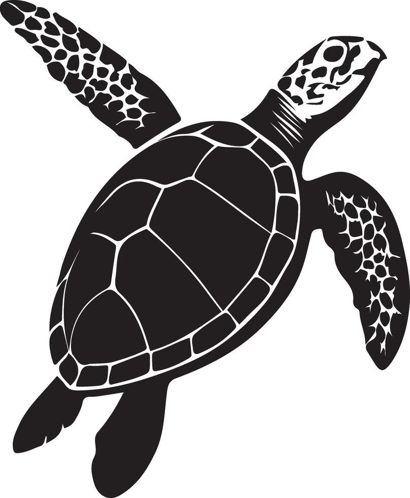 Sea turtle silhouette black elegant design, Ocean turtle minimal drawing vector