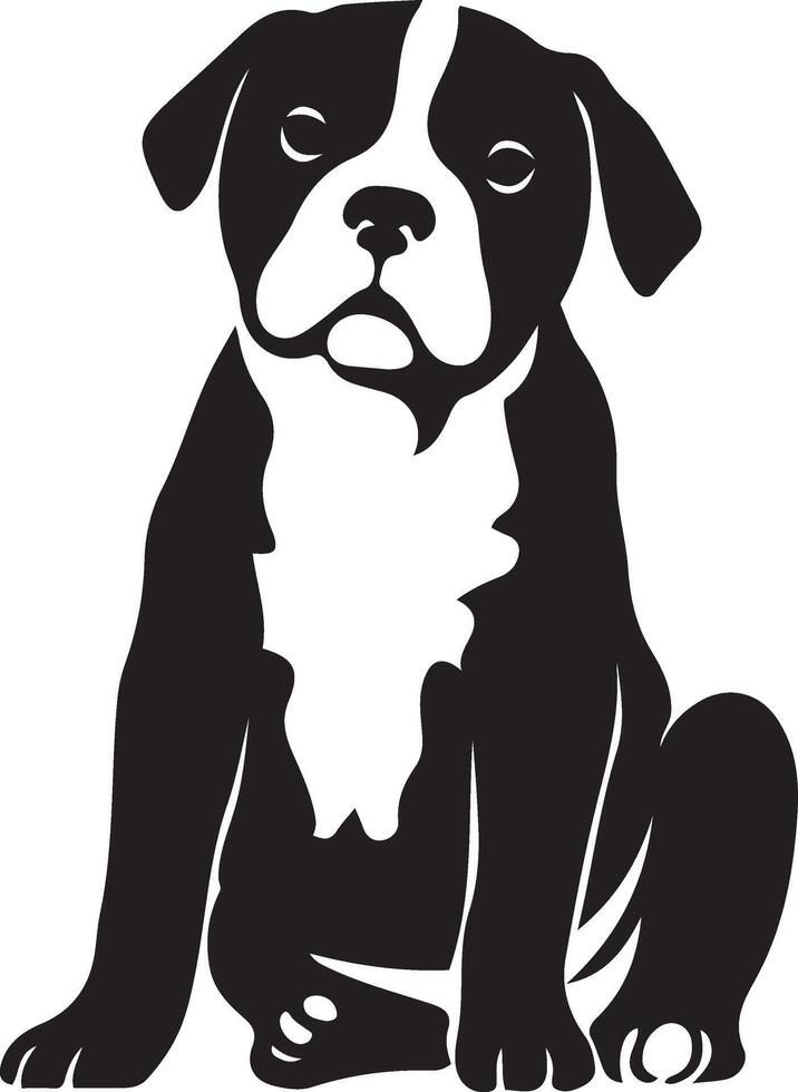 Puppy silhouette black and white design, Small dog illustration for pet lovers vector