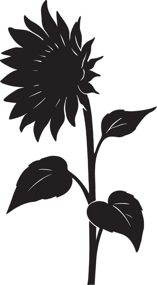 Sunflower black silhouette floral icon, Garden flower design clean vector