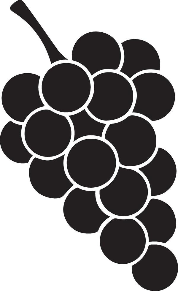 Grapes bunch silhouette black and white style, Elegant vineyard fruit design vector