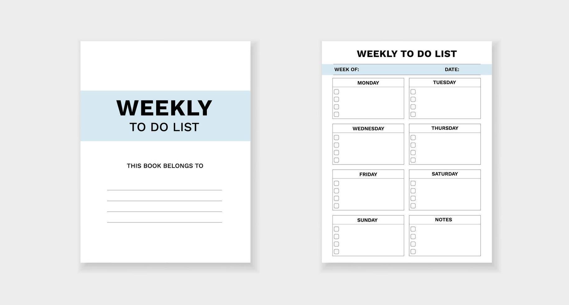 Weekly to do list form for effective planning and organization of daily tasks and responsibilities vector