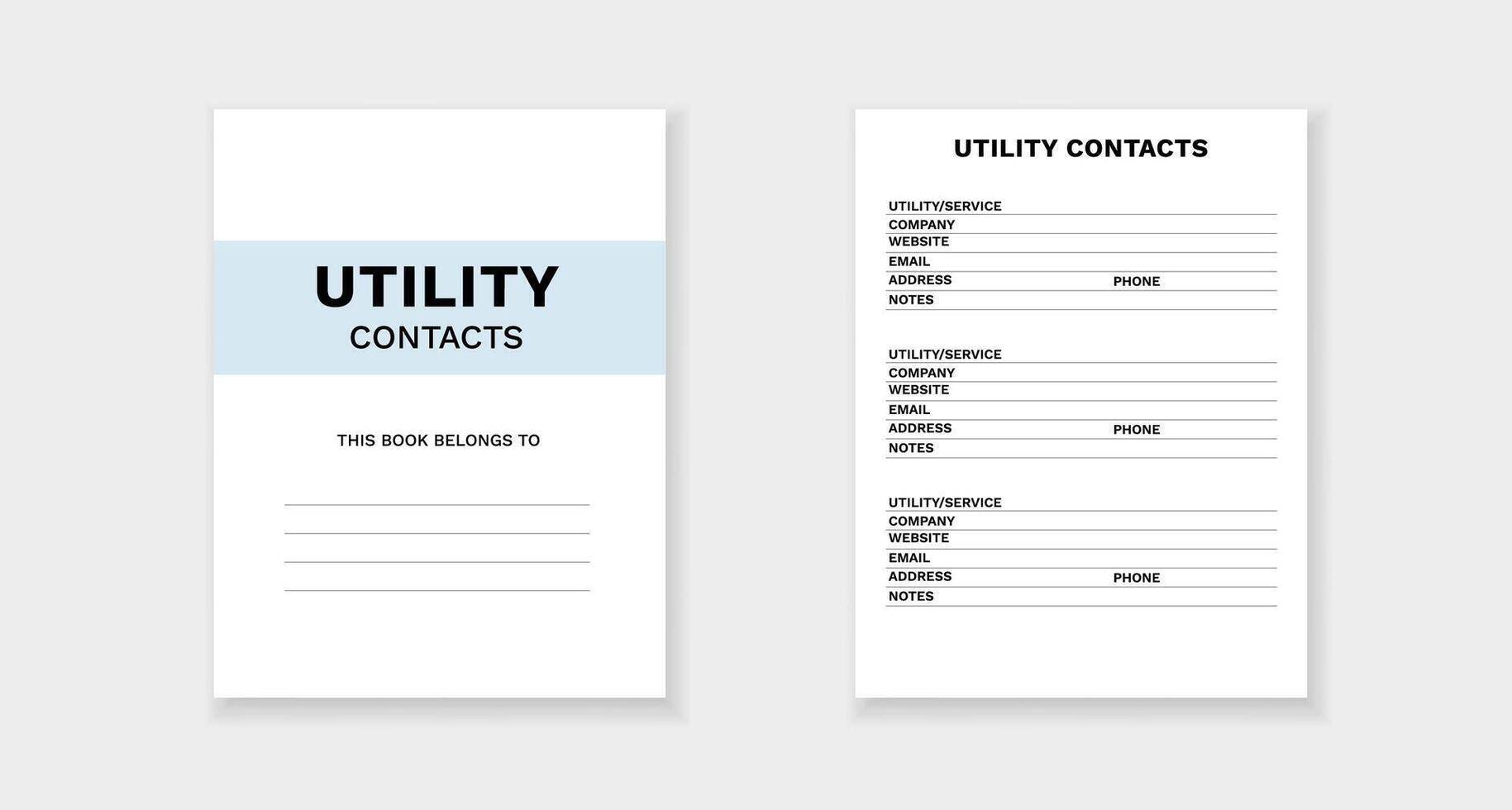 Utility contacts form for easy organization and quick access to essential information vector