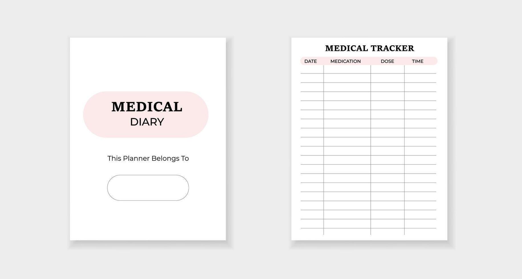 Medical diary and tracker form for health and medication management assistance and organization vector